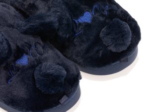 Παντόφλες μπλε γούνινες με σχέδιο σκυλάκι love ΜΠΛΕ